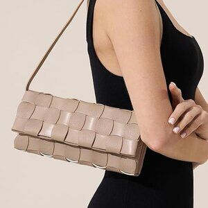 Neiman Marcus Chunli Apricot Beige Woven Evening Bag